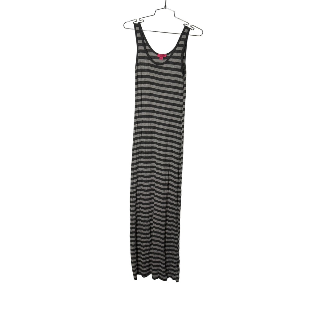 Zenana Maxi Dress Womens Small Gray Striped Sleeveless Tank RT-8385